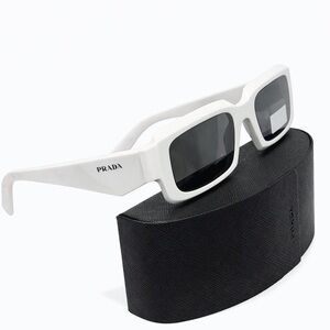 PRADA PR 27ZS Sunglasses in White/Dark Grey (model 17K08Z) NWT RETAIL $675